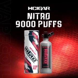 hcigar nitro 9000 puffs lychee-rose