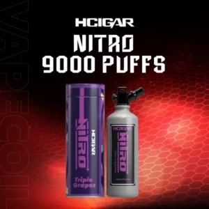 hcigar nitro 9000 puffs triple-grapes